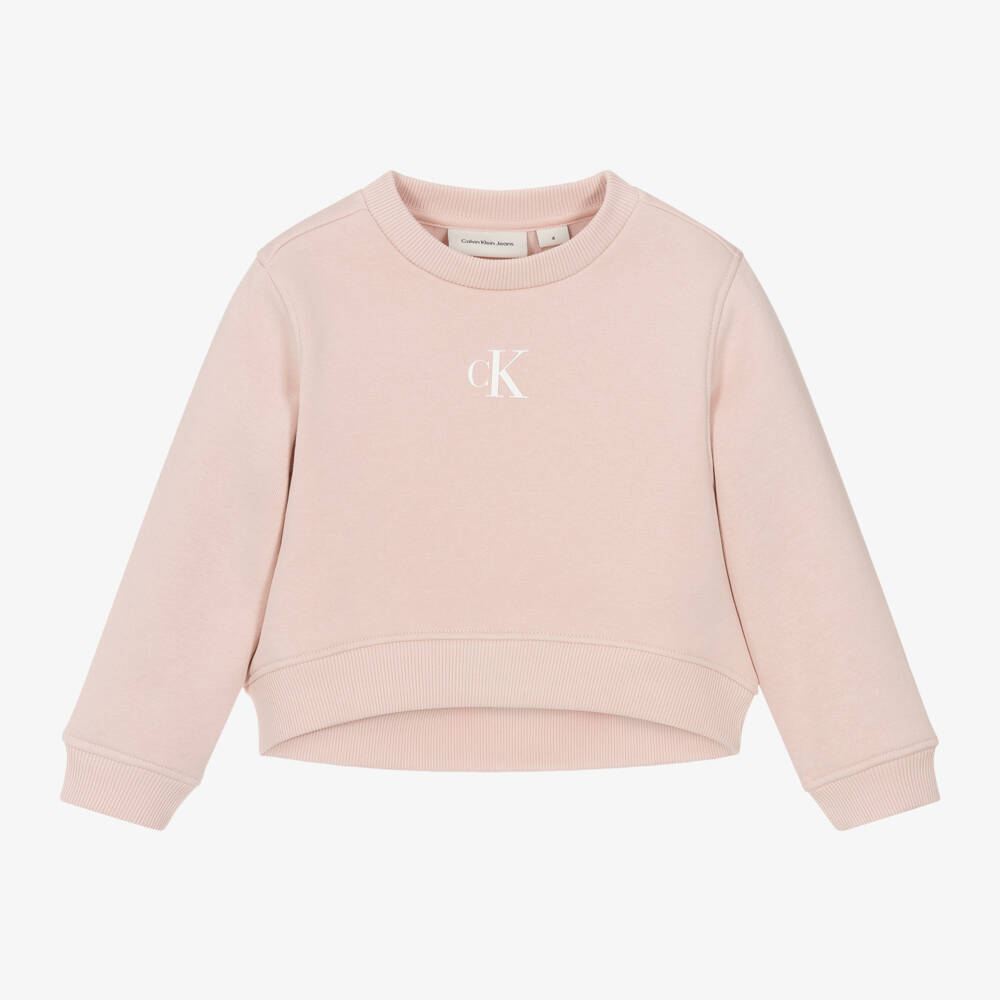 Calvin Klein-Розовый хлопковый свитшот для девочек | Childrensalon Outlet