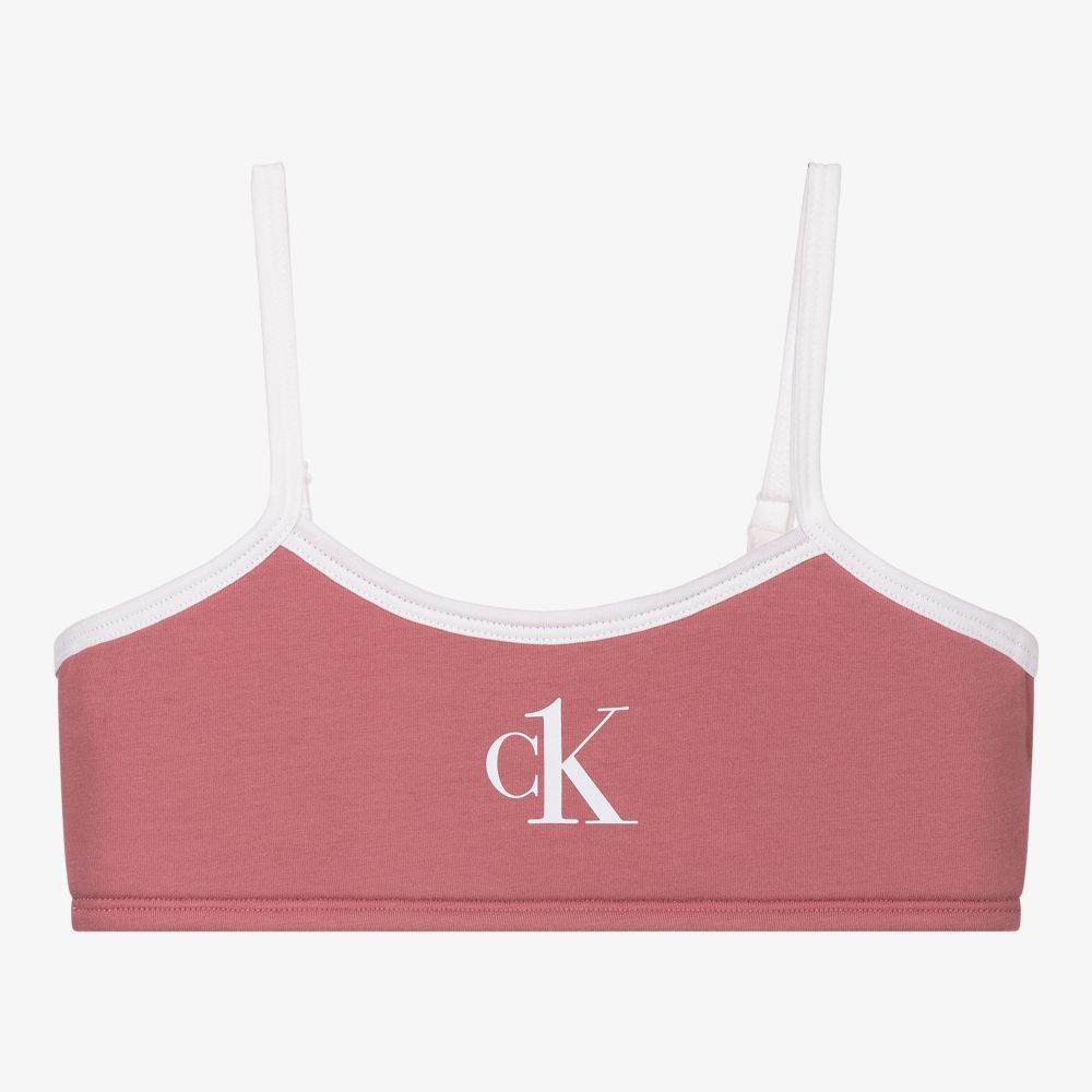 Calvin Klein - Girls Pink Logo Bralette | Childrensalon
