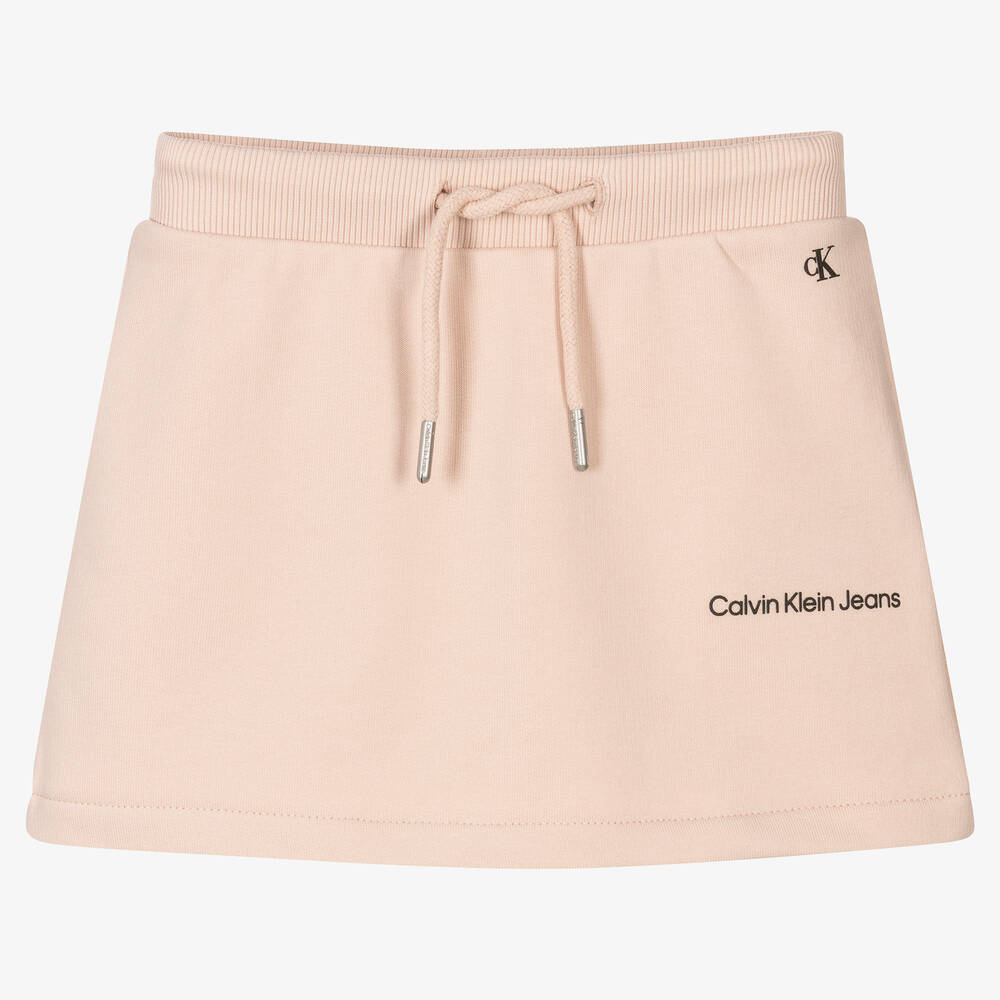 Calvin Klein Jeans - Girls Pink Logo Cotton Skirt | Childrensalon