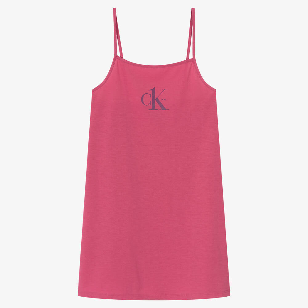 Calvin Klein-Girls Pink Logo Nightdress | Childrensalon Outlet