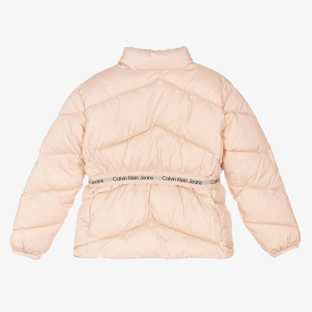 Calvin Klein Jeans Girls Pink Logo Puffer Jacket