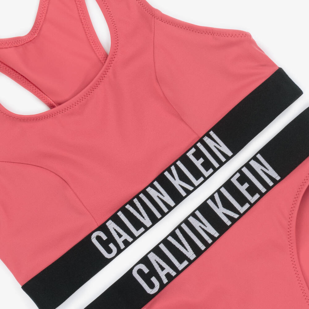 Calvin Klein-Girls Pink Logo Trim Bikini | Childrensalon Outlet