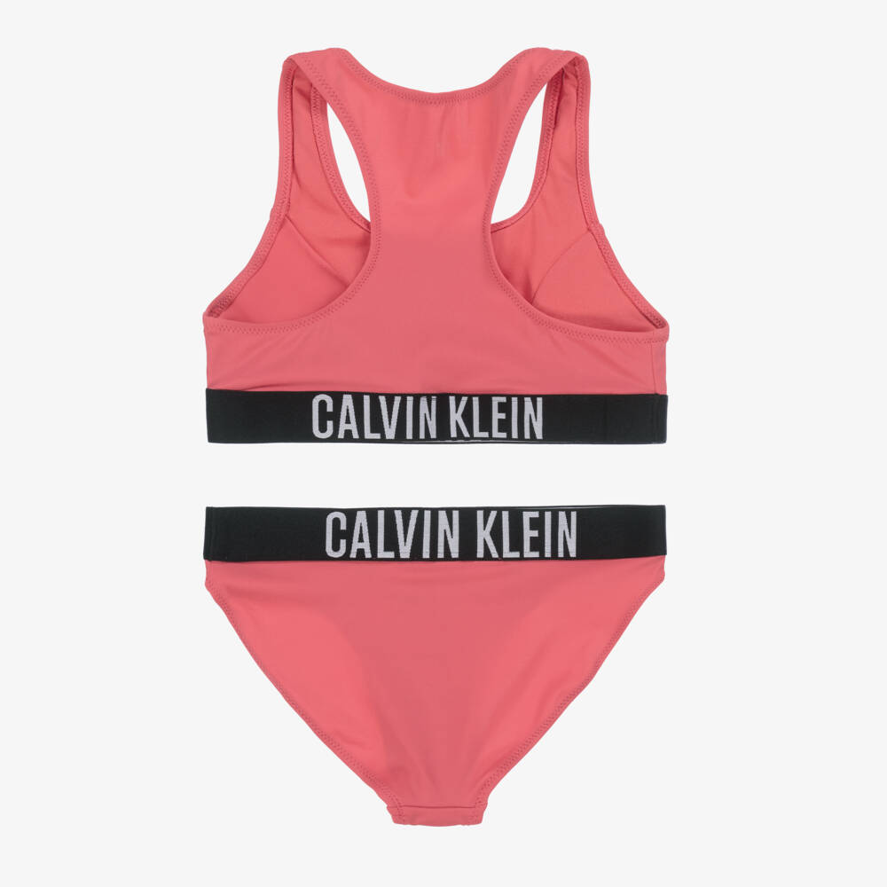 Calvin Klein-Girls Pink Logo Trim Bikini | Childrensalon Outlet