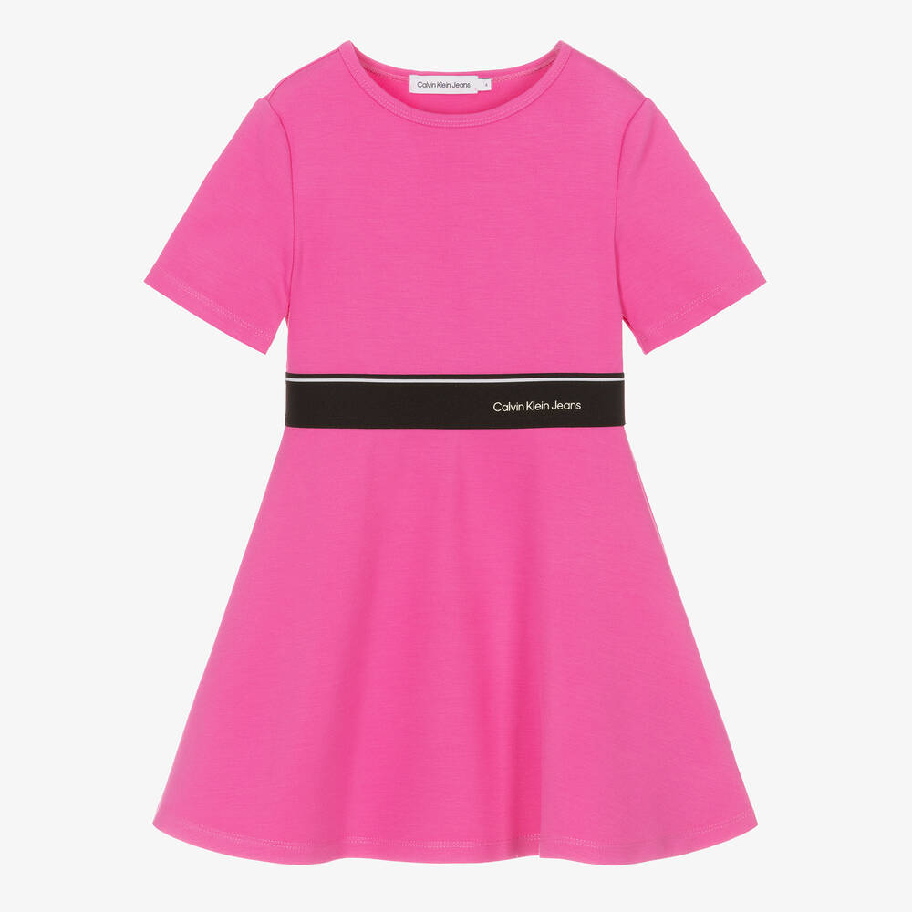 Calvin Klein Girls Pink Milano Jersey Dress Childrensalon Outlet