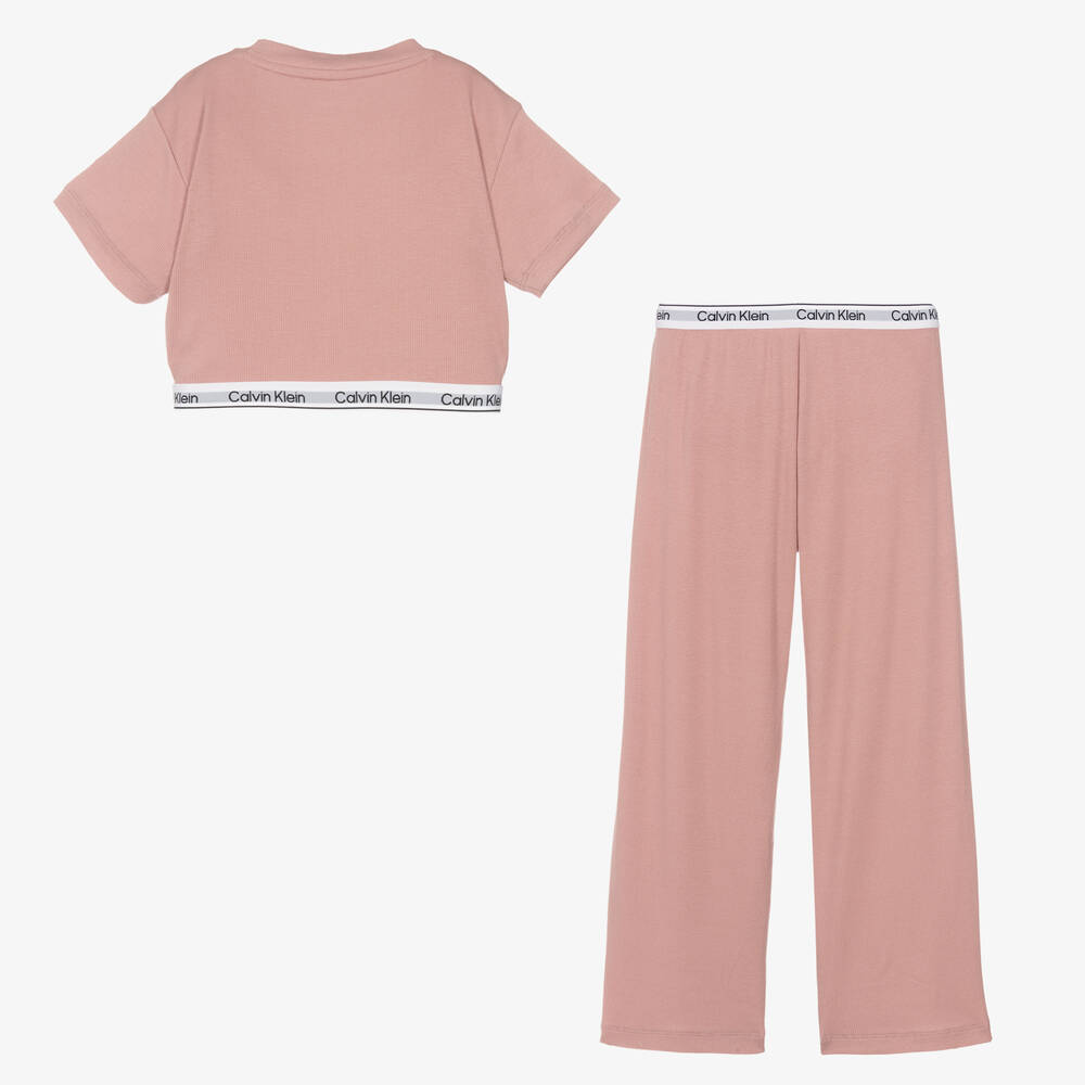 Calvin Klein Girls Pink Modal Cotton Jersey Pyjamas