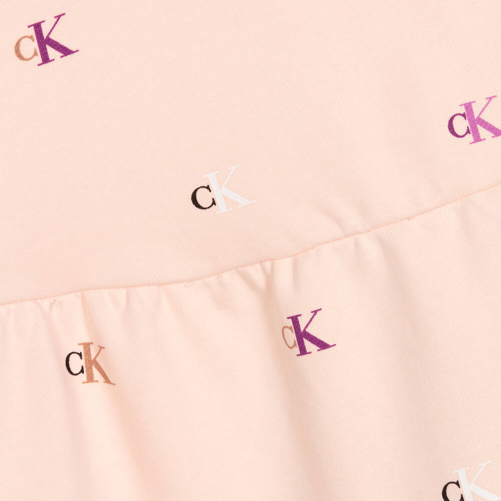 Calvin Klein Jeans-Girls Pink Monogram Logo Dress | Childrensalon Outlet