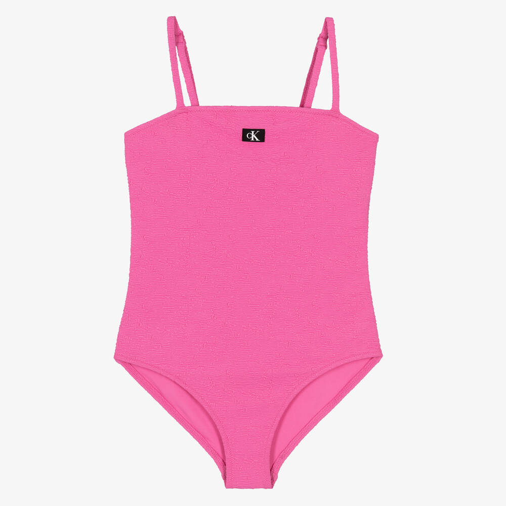Calvin Klein Girls Pink Monogram Swimsuit Childrensalon Outlet