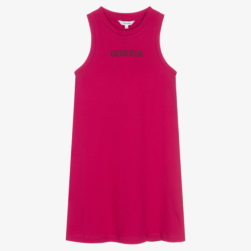 Calvin Klein - Girls Pink Organic Cotton Dress | Childrensalon