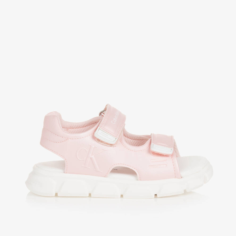 Calvin Klein Girls Pink Satin Sandals