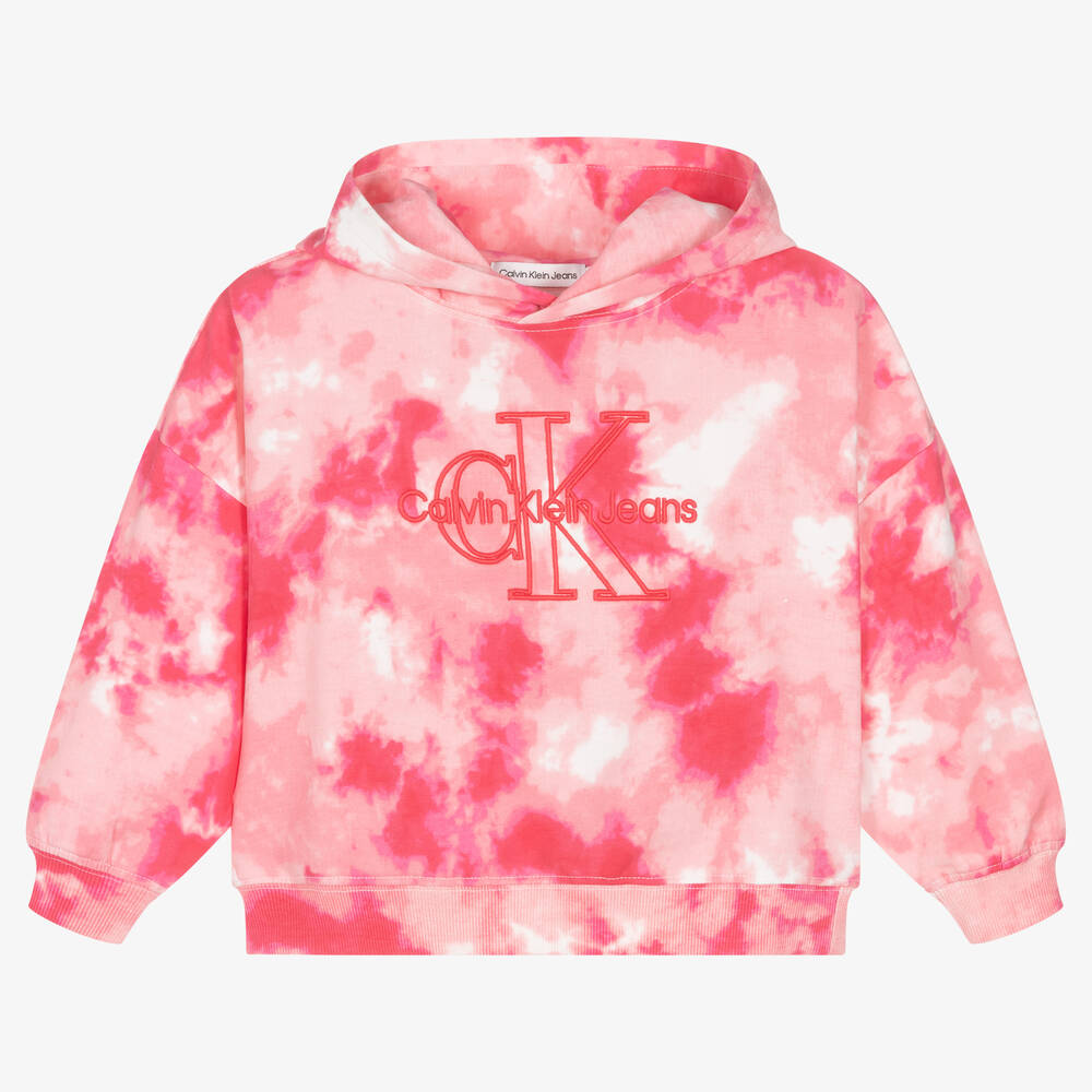 Calvin Klein Jeans - Sweat à capuche rose tie & dye | Childrensalon