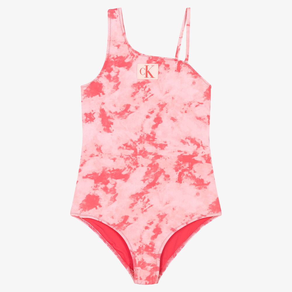 Calvin Klein - Rosa Batik-Badeanzug für Mädchen | Childrensalon