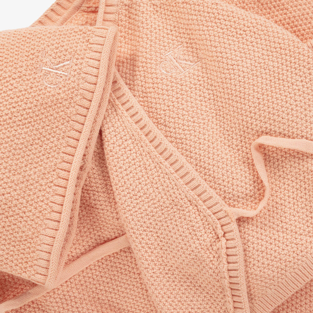 Calvin Klein-طقم أفرول قطن محبوك لون زهري للمولودات | Childrensalon Outlet