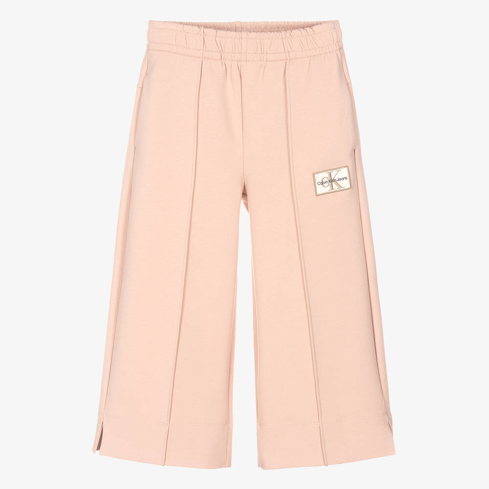 Calvin Klein Jeans - Girls Pink Wide Leg Joggers | Childrensalon