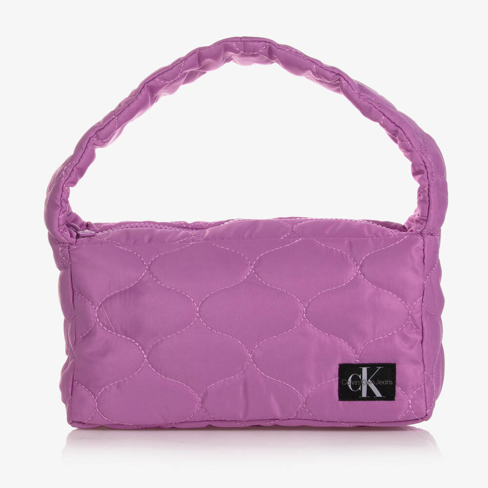 Calvin Klein Jeans-حقيبة كتف مبطنة لون بنفسجي للبنات (25 سم) | Childrensalon Outlet