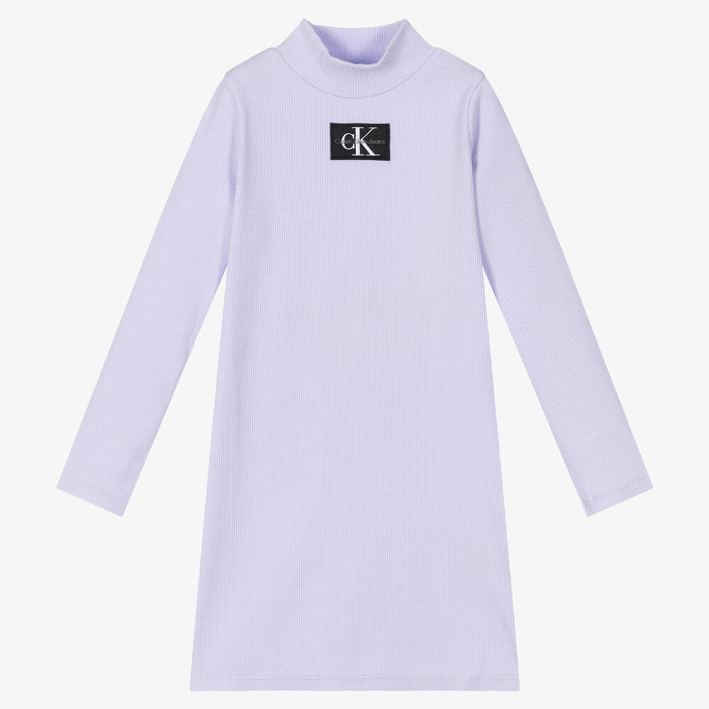 Calvin Klein Jeans-Girls Purple Ribbed Dress | Childrensalon Outlet