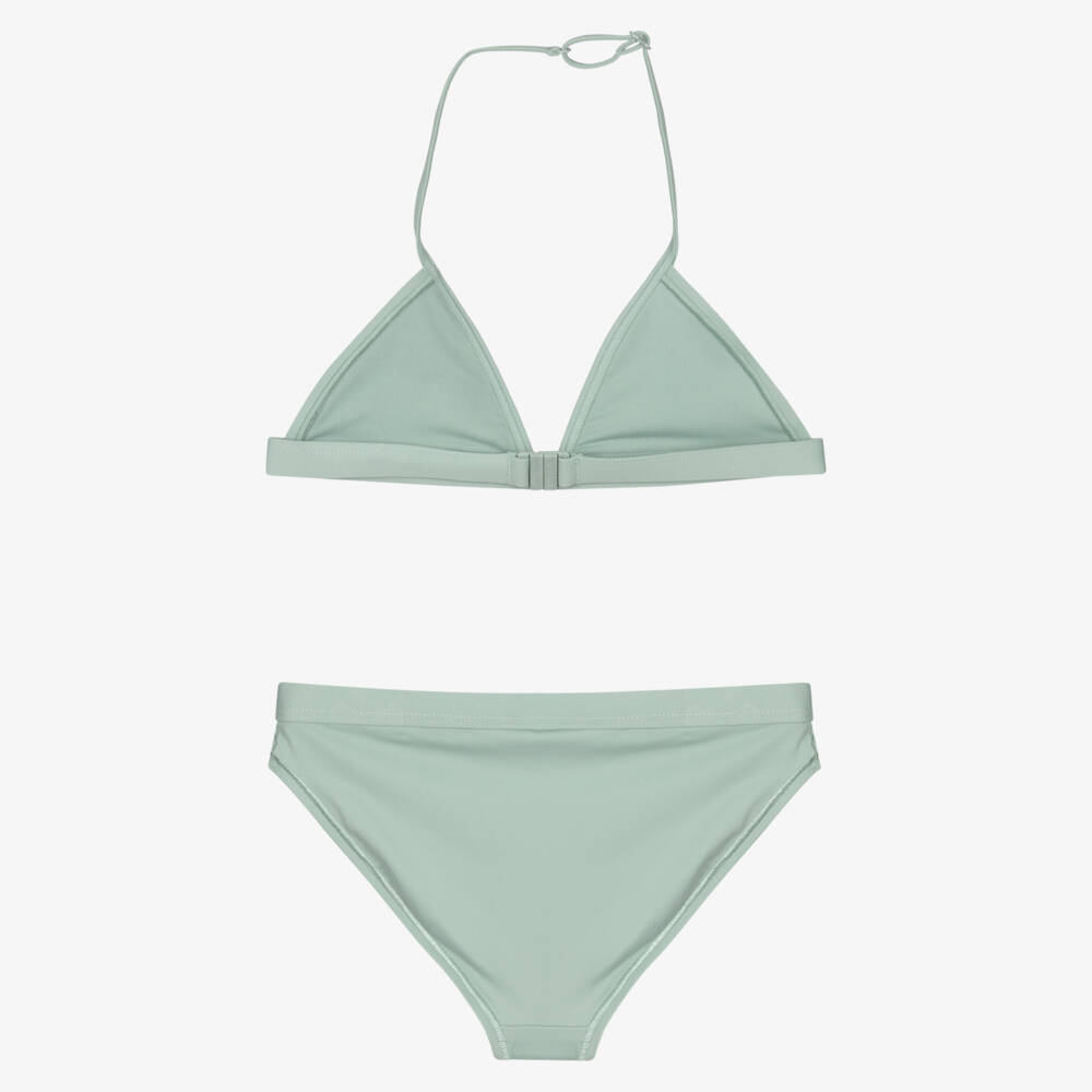 Calvin Klein-Girls Sage Green CK Monogram Triangle Bikini | Childrensalon Outlet
