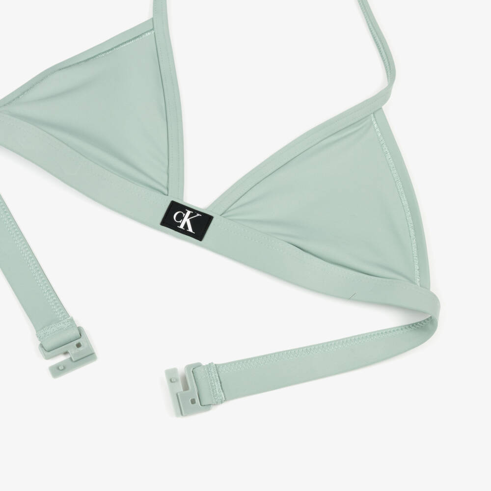 Calvin Klein-Girls Sage Green CK Monogram Triangle Bikini | Childrensalon Outlet