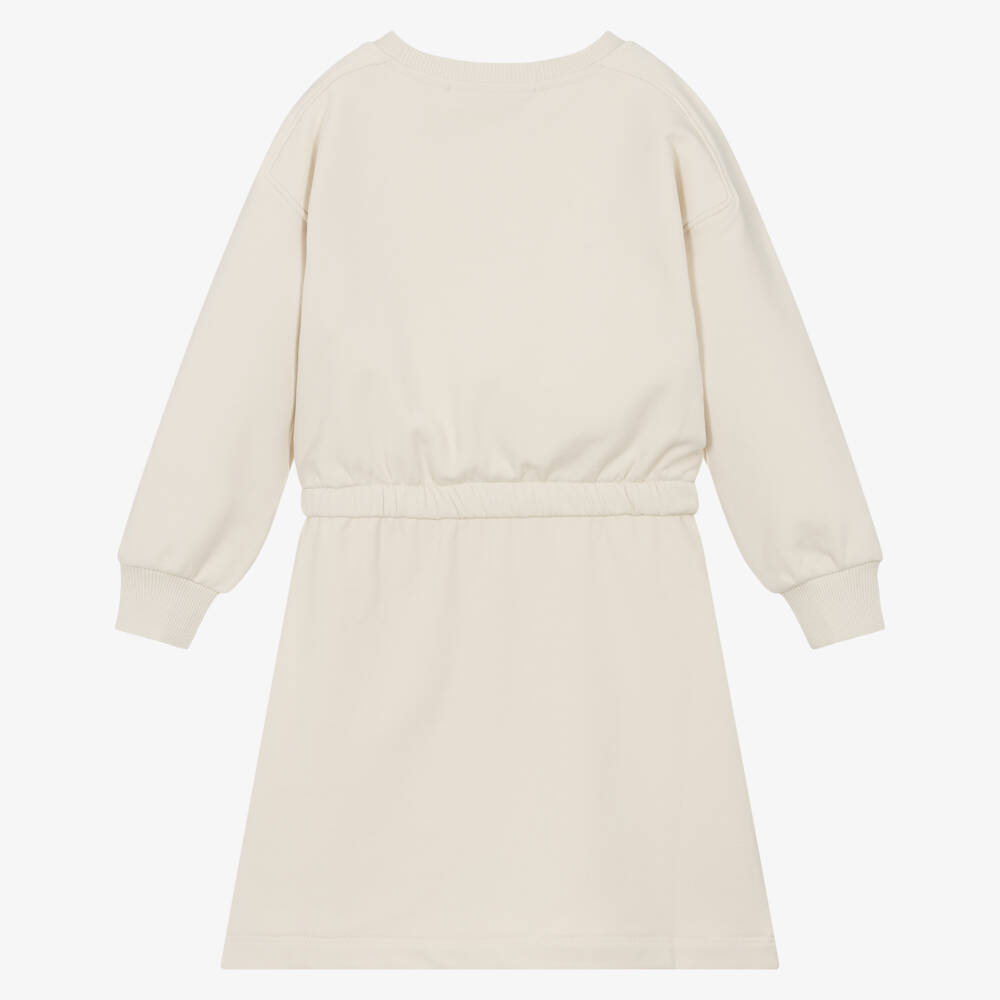 Calvin Klein-Girls Shimmer Beige Logo Dress | Childrensalon Outlet