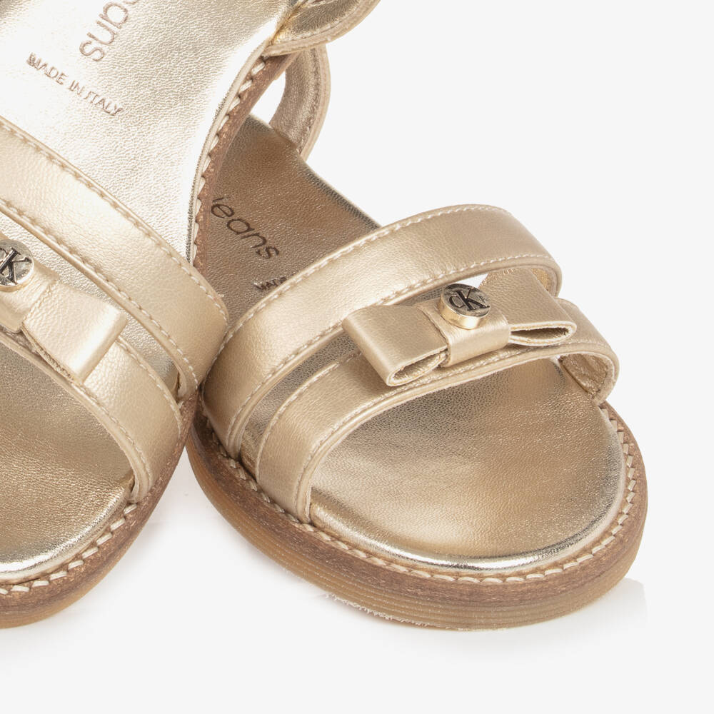 Calvin Klein-Girls Shimmer Bow Strap Sandals | Childrensalon Outlet