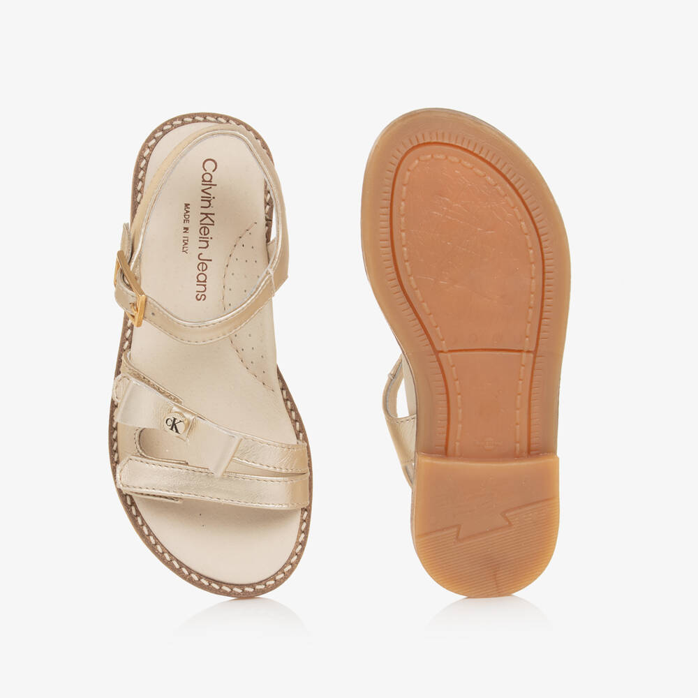 Calvin Klein-Girls' Shimmer Leather Bow Sandals | Childrensalon Outlet