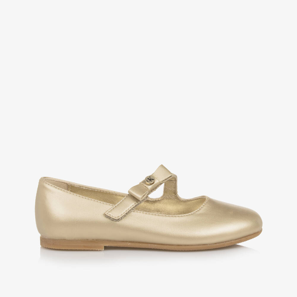 Calvin Klein-Girls Shimmering Gold Ballet Flats | Childrensalon Outlet