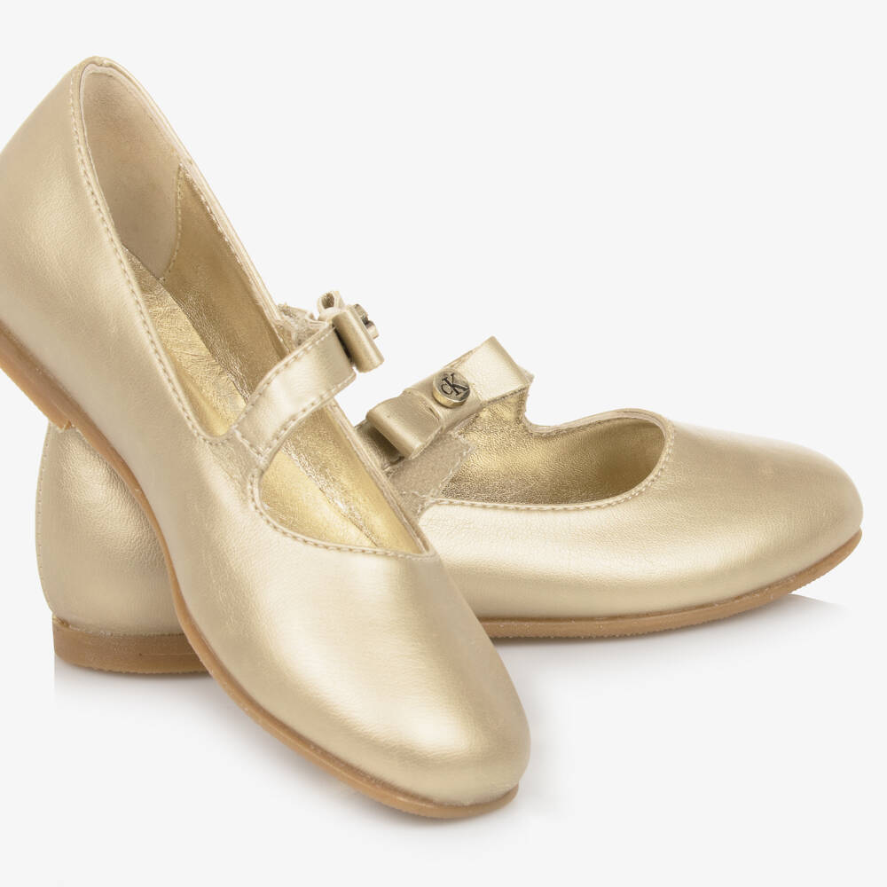 Calvin Klein-Girls Shimmering Gold Ballet Flats | Childrensalon Outlet
