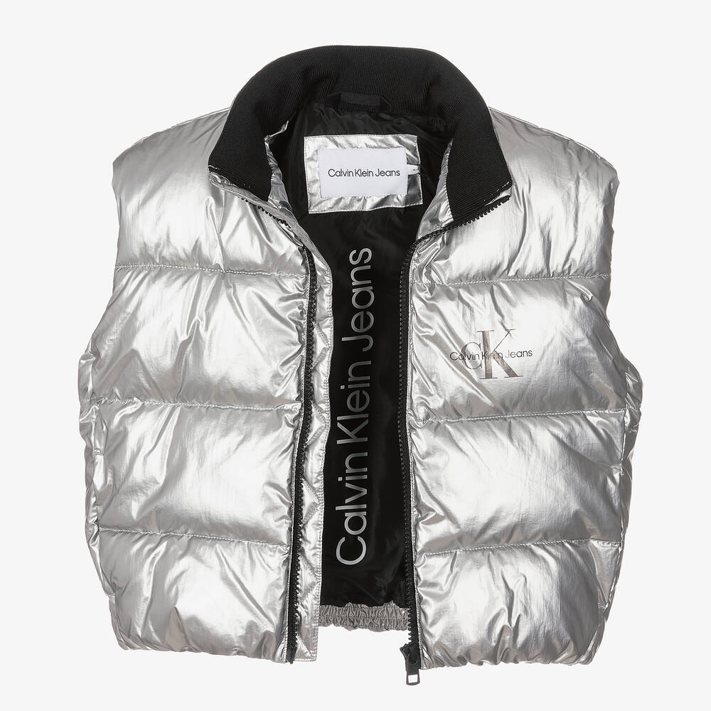 Calvin klein silver puffer vest new arrivals