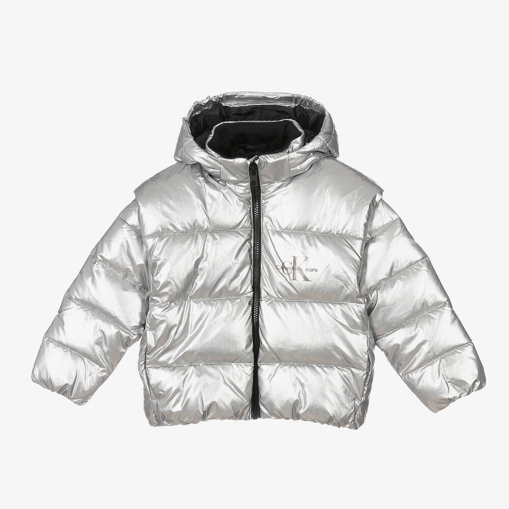 Calvin Klein Jeans - Girls Silver 2-in-1 Jacket | Childrensalon