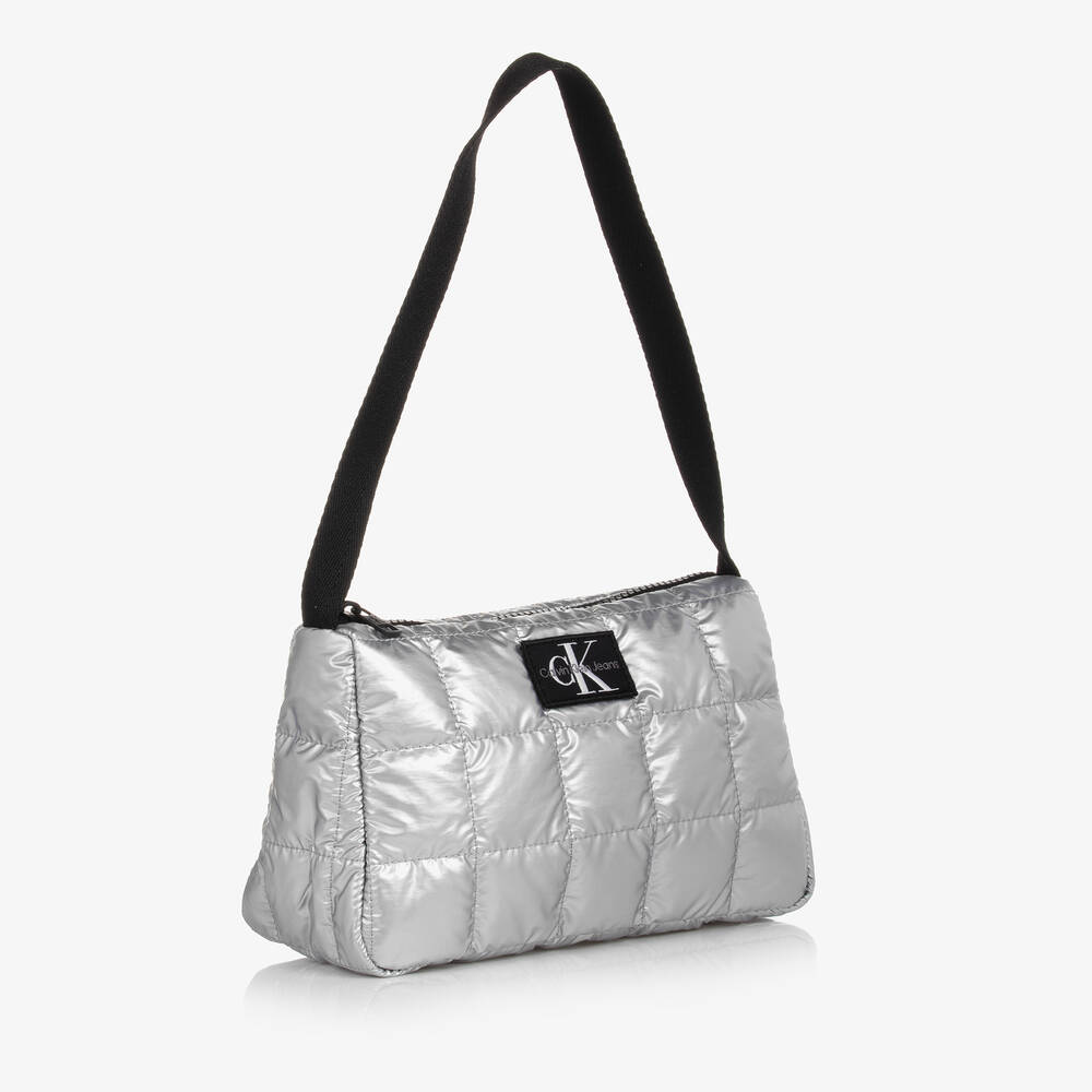 Calvin Klein-Girls Silver Quilted Shoulder Bag (23cm) | Childrensalon Outlet