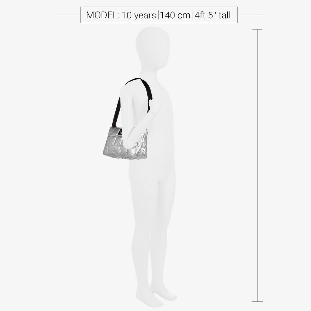 Calvin Klein-Girls Silver Quilted Shoulder Bag (23cm) | Childrensalon Outlet