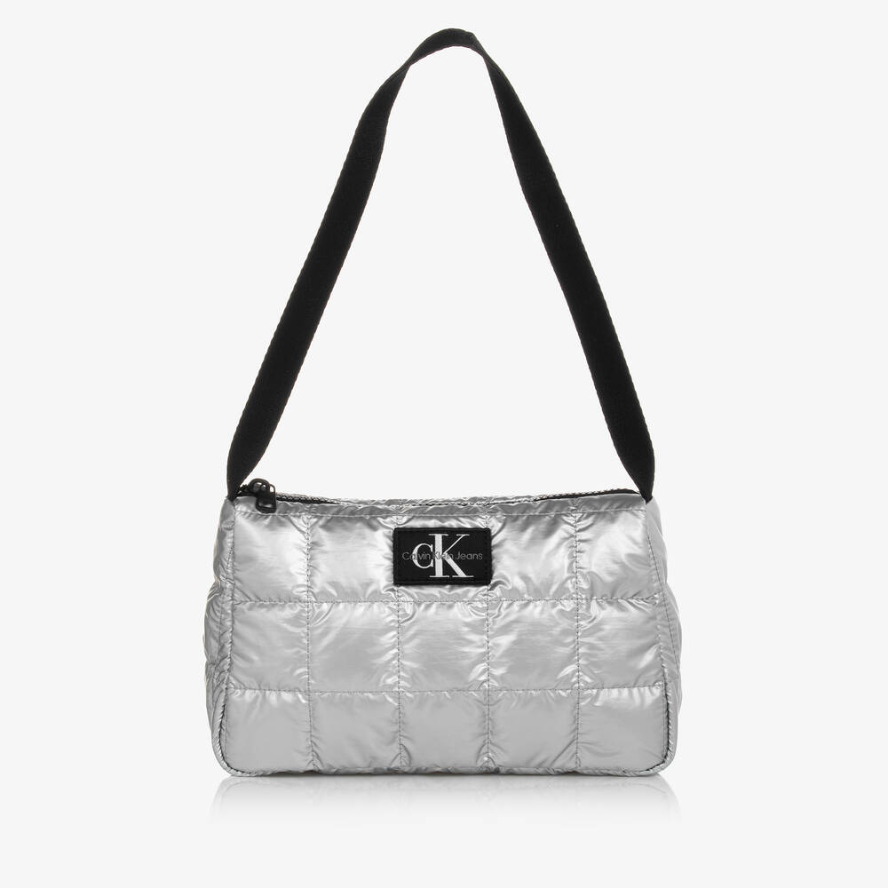 Calvin Klein - Sac à bandoulière matelassé argenté fille 23 cm | Childrensalon