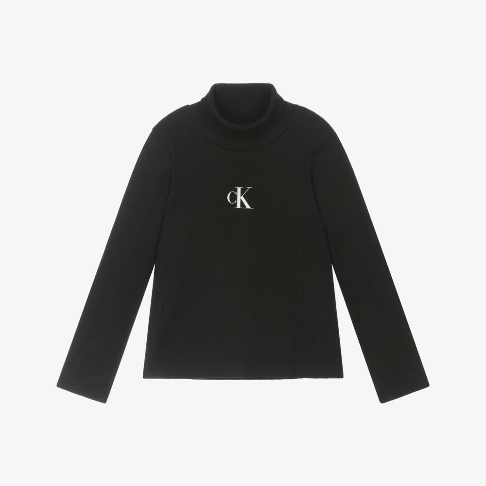 Calvin Klein-Girls Sleek Black Ribbed Turtleneck | Childrensalon Outlet