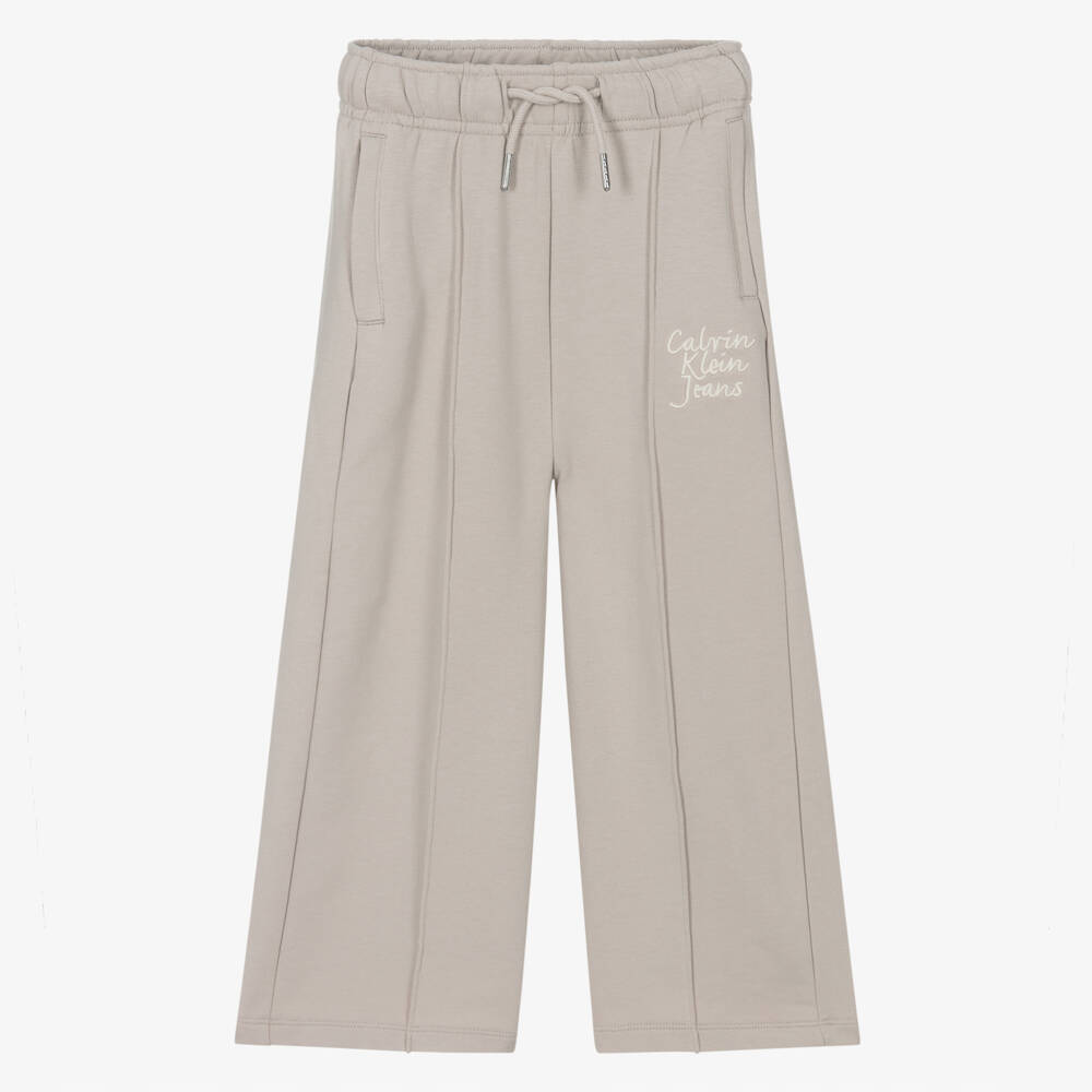 Calvin Klein-بنطلون قطني ناعم بيج للبنات | Childrensalon Outlet