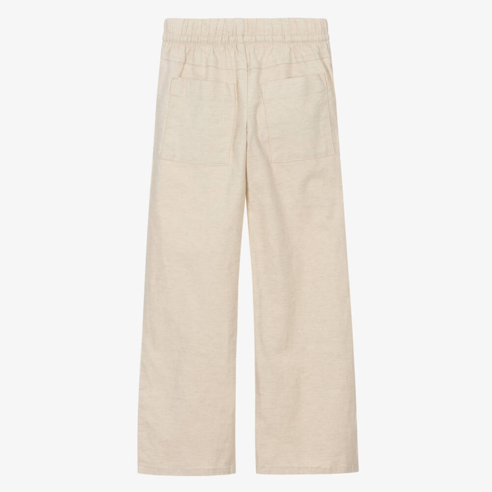 Calvin Klein-Мягкие бежевые брюки из льняной смеси для девочек | Childrensalon Outlet