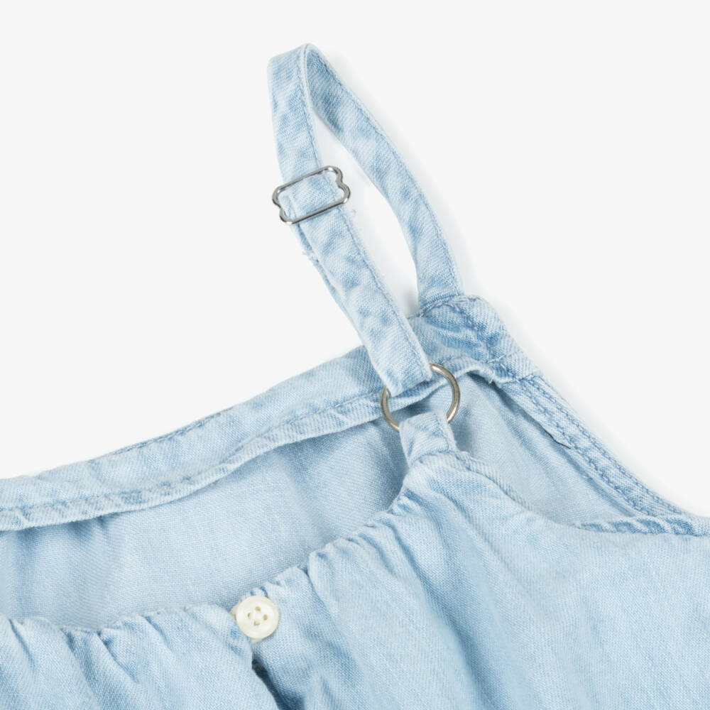 Calvin Klein-بلوزة دنيم زرقاء ناعمة للبنات | Childrensalon Outlet