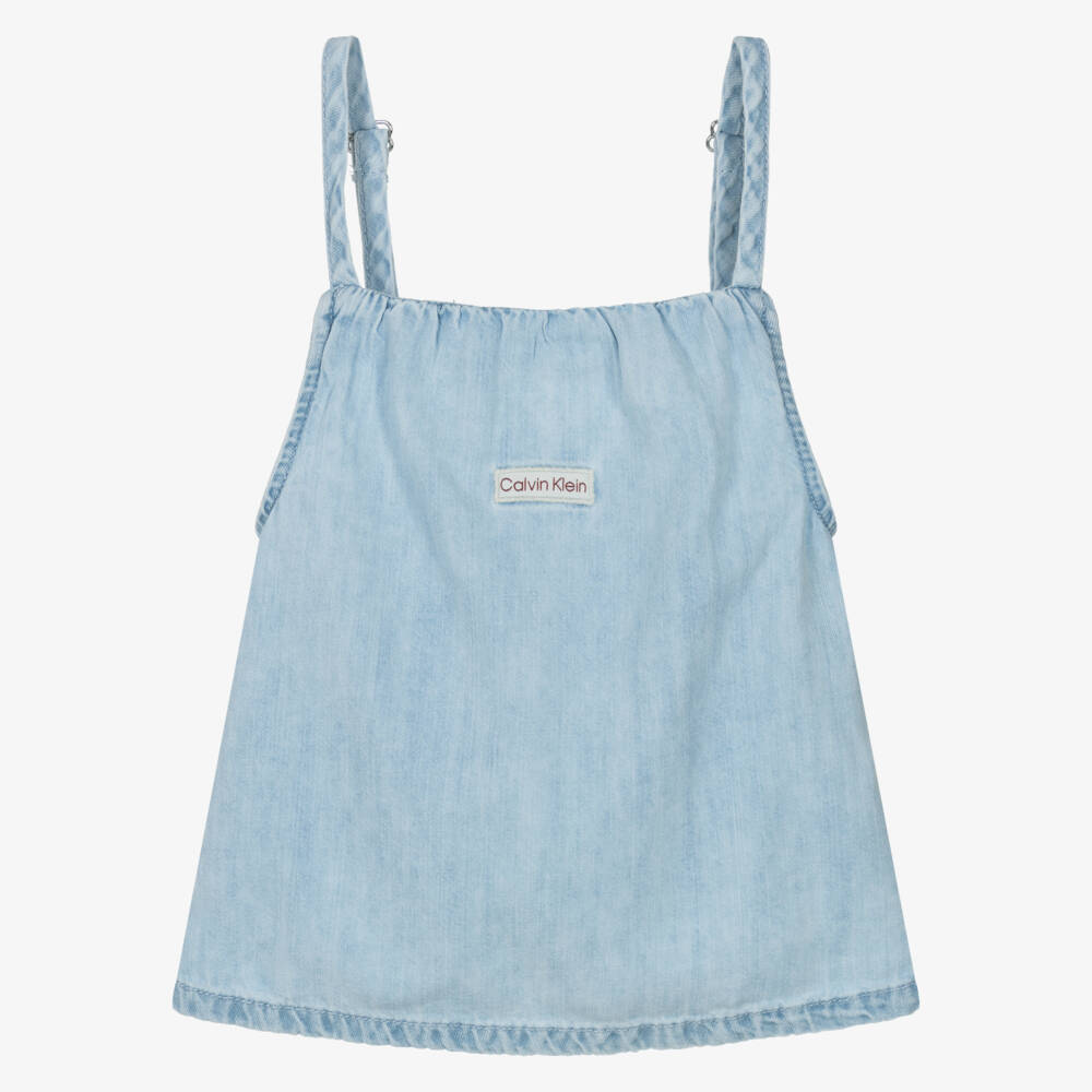 Calvin Klein-Girls Soft Blue Denim Top | Childrensalon Outlet