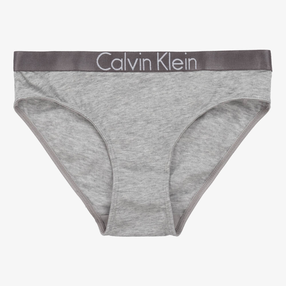 Calvin Klein-Girls Soft Grey & White Undies Duo | Childrensalon Outlet