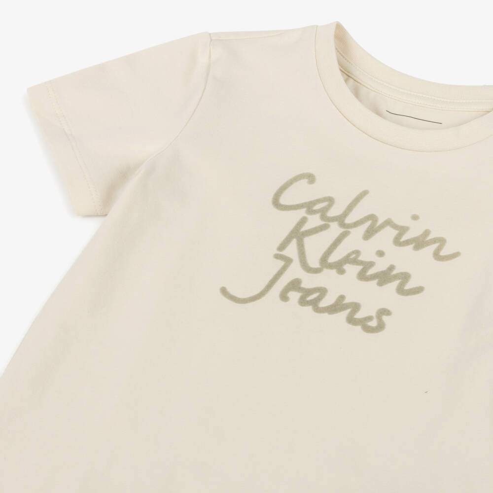 Calvin Klein-Girls Soft Ivory Cotton Top | Childrensalon Outlet