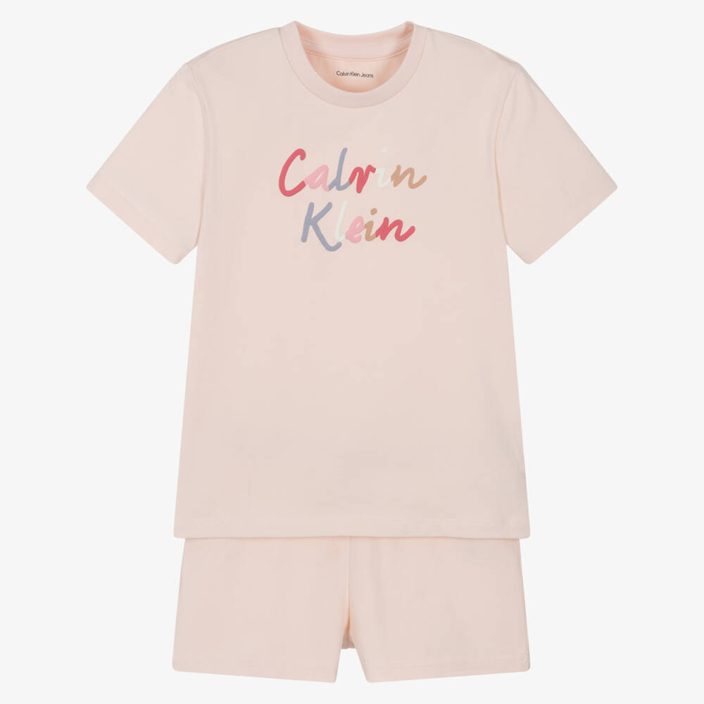 Calvin Klein-Мягкий розовый хлопковый комплект с логотипом для девочек | Childrensalon Outlet
