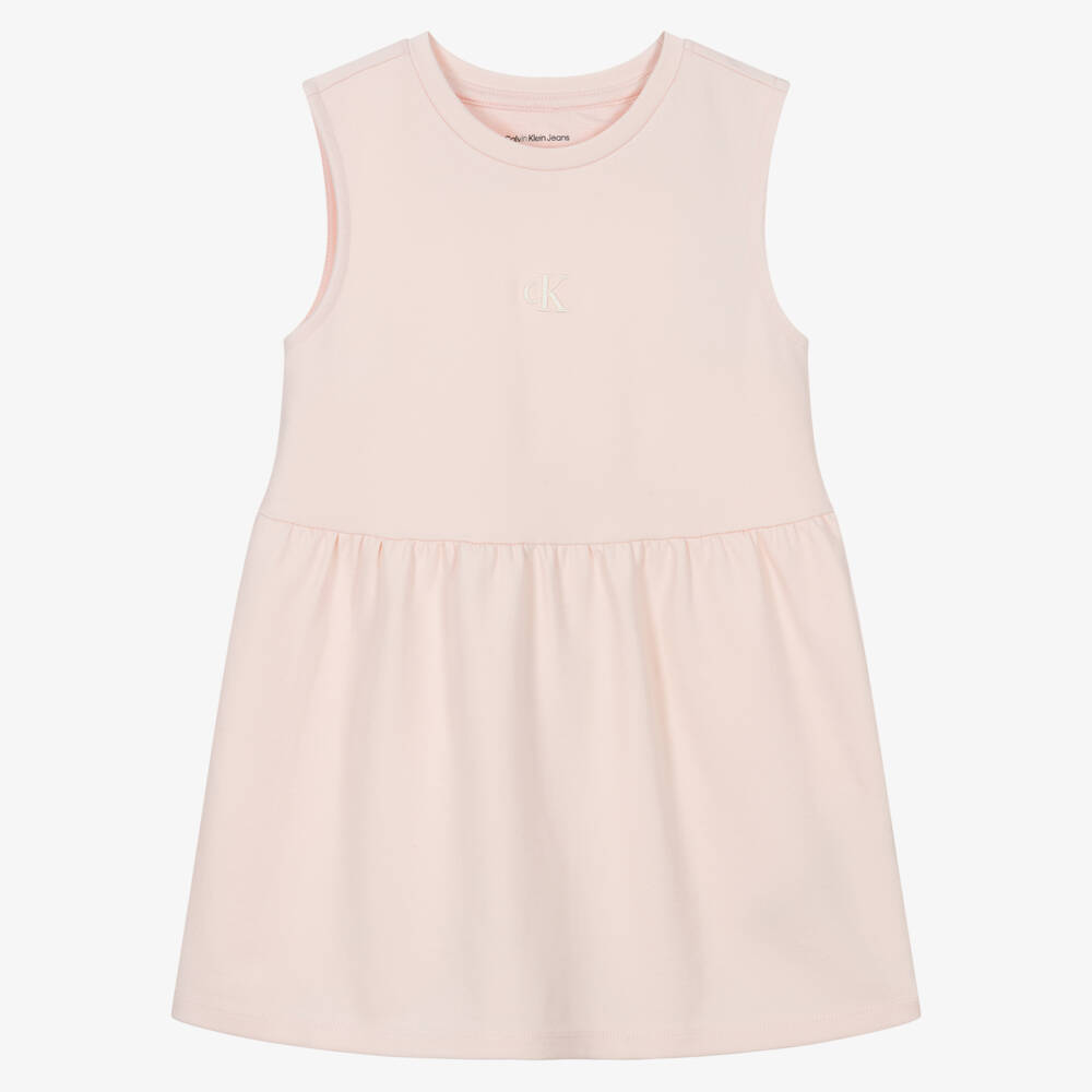 Calvin Klein-فستان وردي ناعم بلا أكمام للبنات | Childrensalon Outlet