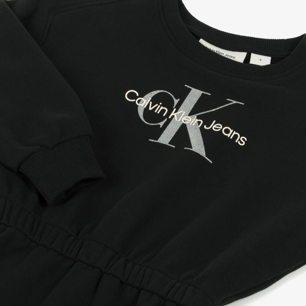 Calvin Klein-Girls Sparkling Black Sweat Dress | Childrensalon Outlet