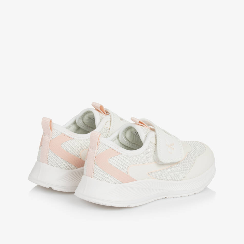 Calvin Klein-Girls Sparkling Mesh White Sneakers | Childrensalon Outlet