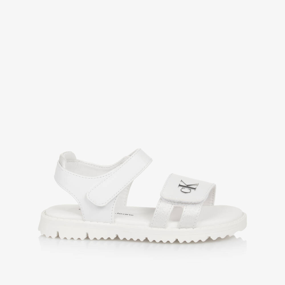 Calvin Klein-Серебристые белые блестящие сандалии для девочек | Childrensalon Outlet