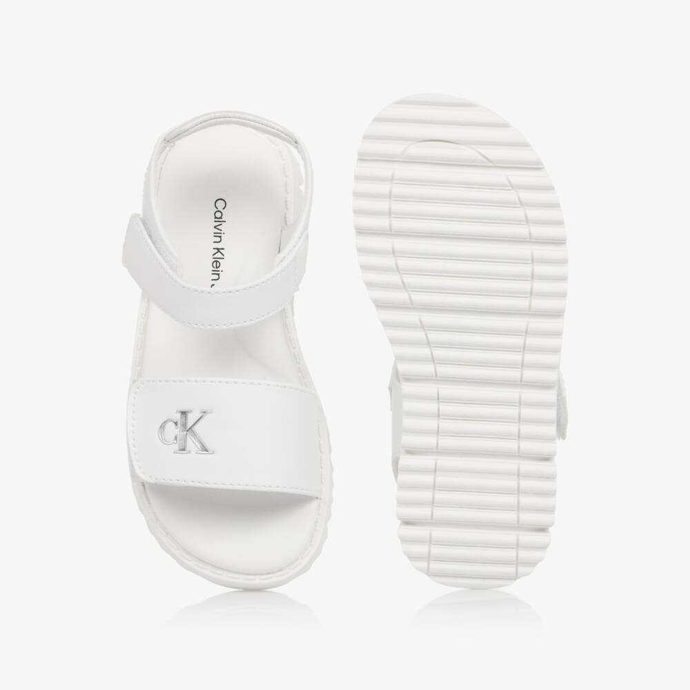 Calvin Klein-Серебристые белые блестящие сандалии для девочек | Childrensalon Outlet