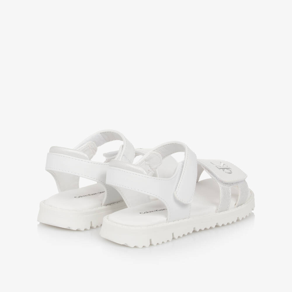 Calvin Klein-Серебристые белые блестящие сандалии для девочек | Childrensalon Outlet