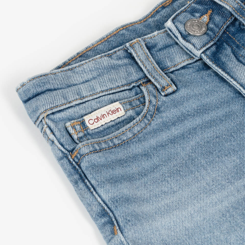 Calvin Klein-Girls Stylish Slim Blue Denim Shorts | Childrensalon Outlet