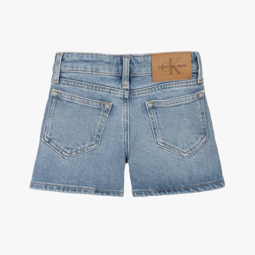 Calvin Klein-Girls Stylish Slim Blue Denim Shorts | Childrensalon Outlet