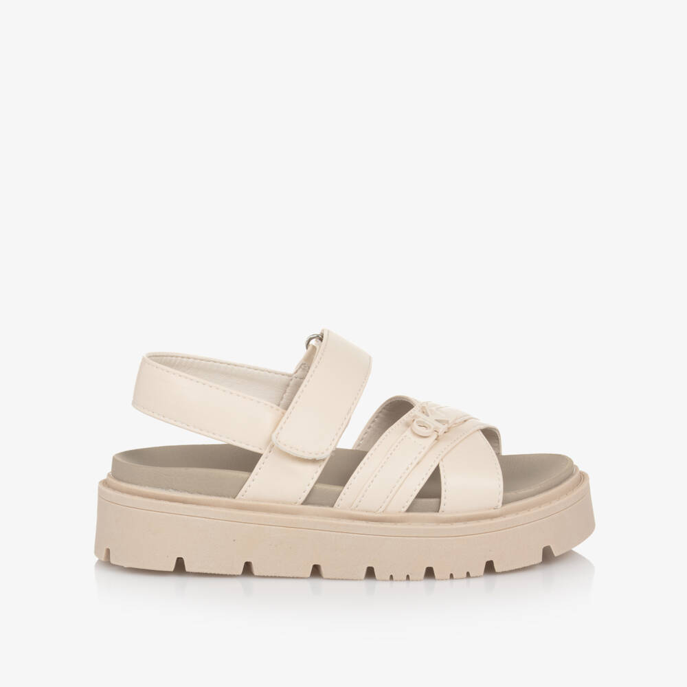 Calvin Klein-Бежевые сандалии на платформе из искусственной кожи для девочек | Childrensalon Outlet