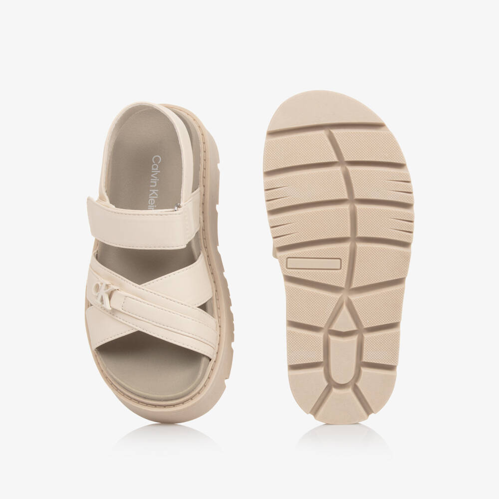 Calvin Klein-Бежевые сандалии на платформе из искусственной кожи для девочек | Childrensalon Outlet