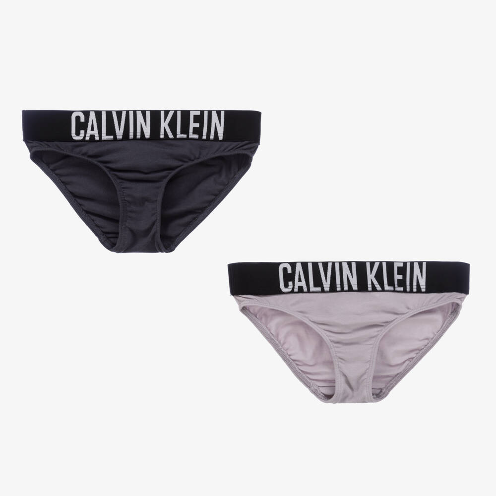 Calvin Klein-Girls Twin Pack Grey Pants | Childrensalon Outlet